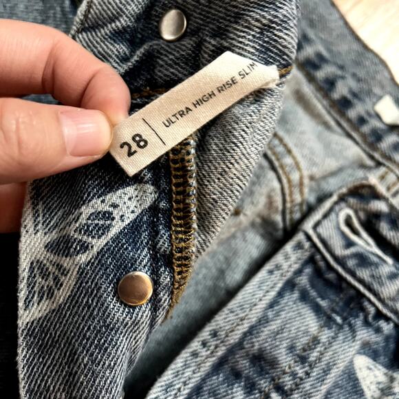 Pacsun Size 28 Ultra High Rise Butterfly Print Jeans - Picture 3 of 5